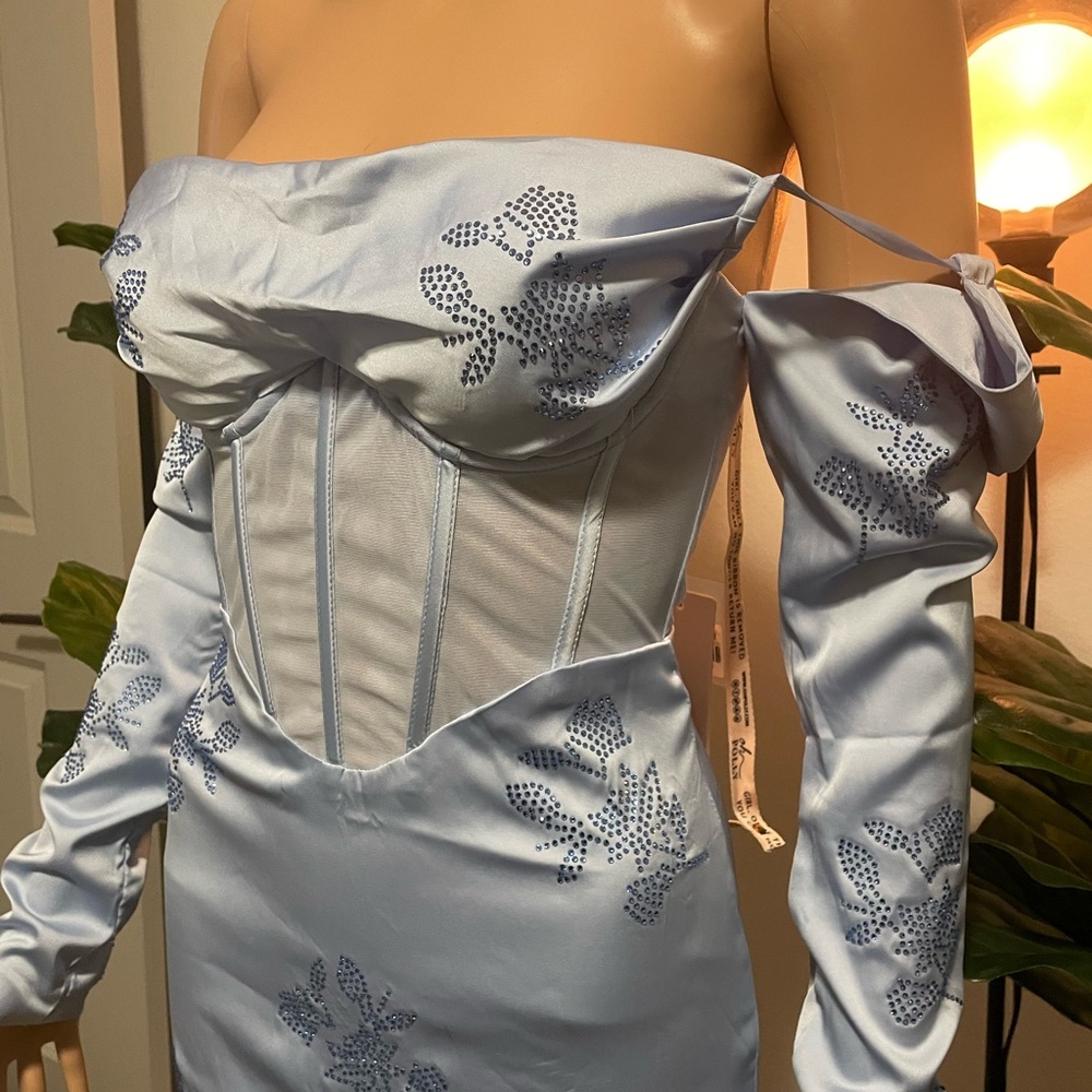 Elegant Light Blue Corset Dress